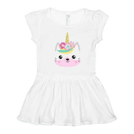 

Inktastic Unicorn Cat Cute Cat Little Cat Kitty Flowers Gift Toddler Girl Dress