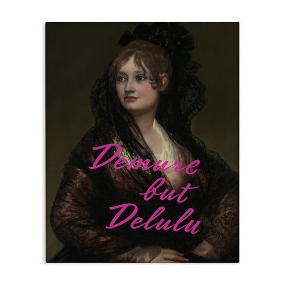 Stupell Industries Contemporary Iconic Demure But Delulu Canvas Art, 16 x 20, by Grotto Studios