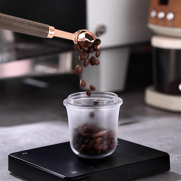 Cucharas medidoras de acero inoxidable con mango de madera | Acabado en oro rosa | Superficies pulidas de grado alimenticio | Juego de 5 piezas para hornear y cocinar