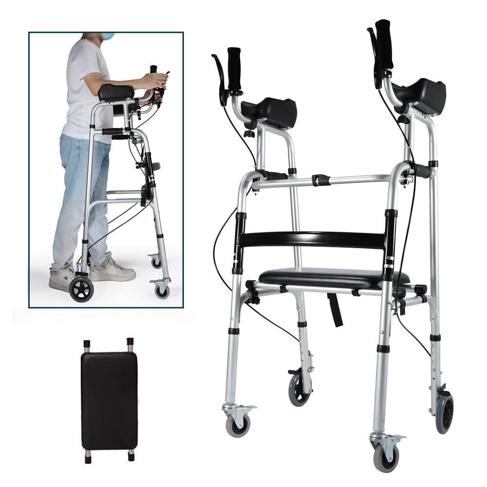 Stand Upright Walker with Handbrake, Stand Up Rollator Walker with Seat ...