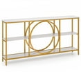thumbnail image 1 of Gymax 3-Tier Console Table w/ Faux Wood Grain Storage Shelves for Hallway Living Room White, 1 of 10