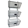 thumbnail image 1 of 3pcs Wire Letter Mail Mount Metal Rack Basket Vintage Triple Organizer Black, 1 of 6