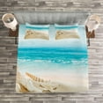 thumbnail image 3 of Ambesonne Seashells Quilted Bedspread Set 3 Pcs, Pastel Beach Scene, Queen Size, Multicolor, 3 of 3