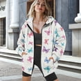 thumbnail image 3 of Renewold Butterfly Watercolor Colorful Womens Oversized Hoodies Full Zip Up Long Sleeve Fleece Sweatshirts Oversized Pullover Cardigan Sweaters Loose Fit Workout Jackets Fall Clothes, XXL, 3 of 7