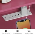 thumbnail image 7 of Ktaxon Makeup Vanity Desk with Lighted Mirror, Vanity Table with Charging Station for Bedroom, Fuchsia Pink, 7 of 7