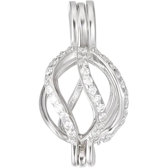1 Box 1Pc Cage Pendant Charm Sterling Silver Cubic Zircon Pearls and Gemstone Pendant Setting Handmade Lockets Charm for Jewelry DIY Art Craft Necklace Bracelet Making for making