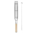 thumbnail image 6 of Heavy Duty Stainless Steel BBQ Grill Basket Set with Lock & Wood Handle - Includes 1 Non-Stick Grilling Box and 1 Skewer for Complete BBQ Tool Kit Beige, 6 of 6