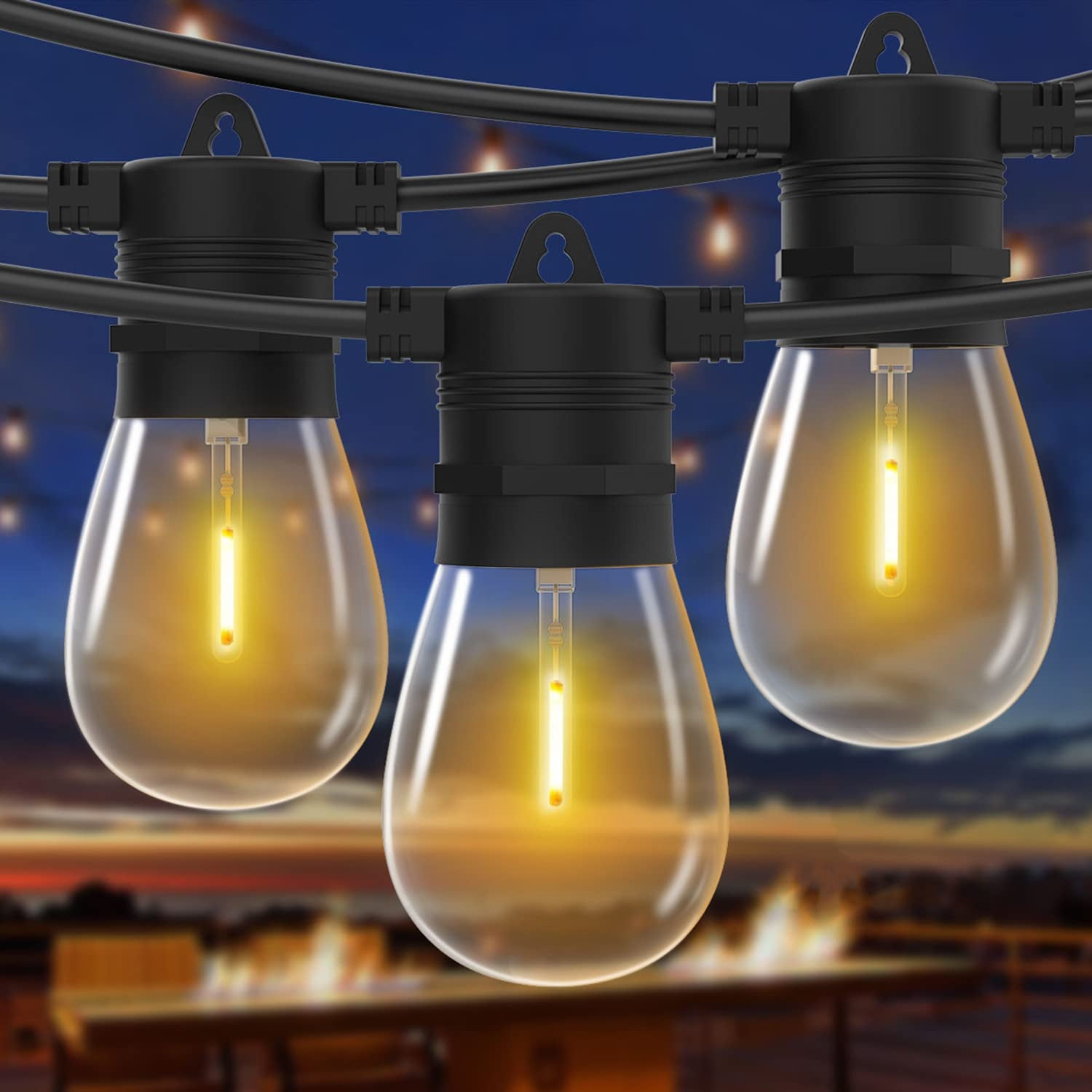 Outdoor String Lights 100 ft, S14 LED String Lights for Outside with 30