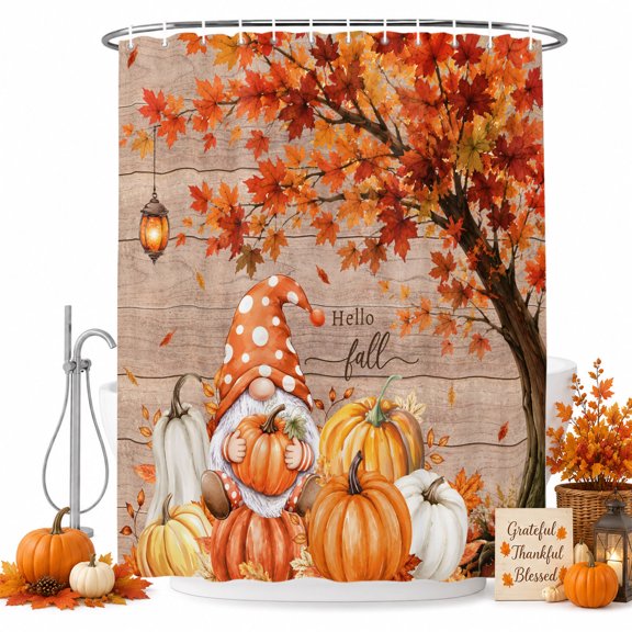 Shower Curtains for Bathroom-36"x72",Fall Dwarf Maple Leaf Tree Waterproof Bath Curtain Grommet Shower Curtain Set with Hooks,