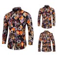 thumbnail image 2 of Camisa estampada para hombre, camisa de temperamento ajustada, camisa informal de manga larga con solapa Floral para hombre, camisa de talla grande versión coreana para hombre Pompotops  oipoqjl50376, 2 of 8