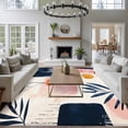 thumbnail image 3 of 6'x9' Area Rugs, Navy Blue Abstract Art Indoor Outdoor Area Rug for Living Room Bedroom, Modern Geometric Pink Art Washable Bathroom Rugs Kitchen Floor Carpet Mats Home Decor Aesthetic, 3 of 8