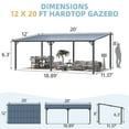 thumbnail image 6 of AECOJOY 12' x 20' Hardtop Gazebo Outdoor Aluminum Pergola ​For Garden, Patio, Backyard-​Gray, 6 of 9
