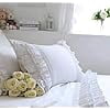 2-Pack Bright White Pillow Shams Cases Covers with Ruffles and Embroidery Lace Egypt Cotton King Size 20"X36" Princess Girls Bed