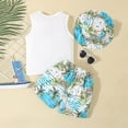 thumbnail image 7 of TOWED22 Infant Baby Boy Outfits 2pcs Sleeveless Shirt Top + Cute Print Elastic Waist Shorts Soft Summer Clothes Set(White,5-6 Y), 7 of 7