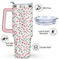 thumbnail image 3 of Colorful Red and Green Candy Cane 40 Oz Tumbler with Handle Lid and Straw Stainless Steel Double Walled Vacuum Insulated Cup Merry Christmas Gifts Tumbler for Women Men Friends Outdoor Indoor, 3 of 6
