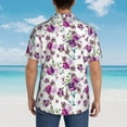 thumbnail image 6 of Xecao Violets Flowers print Hawaiian shirt - a stylish short-sleeve button-down for men, perfect for casual beach and tropical outings., 6 of 9