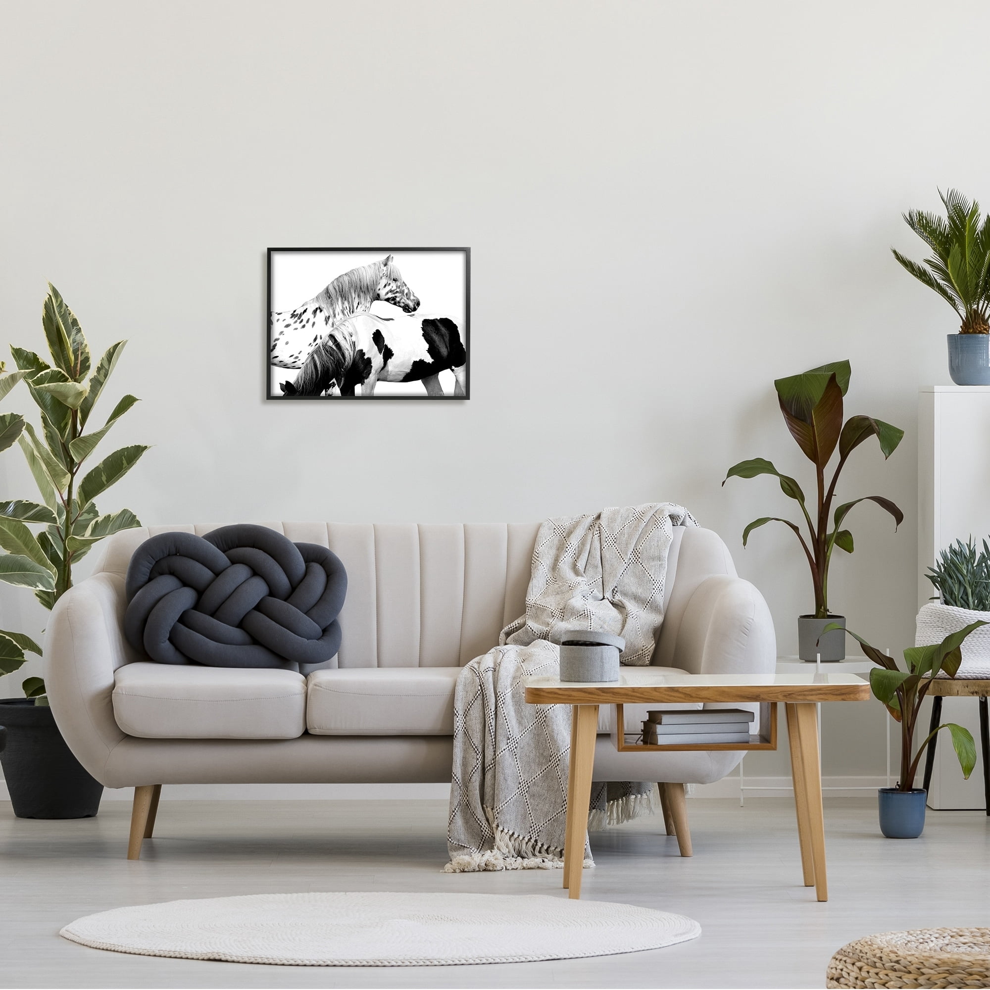 Stupell Industries Modern Grazing Speckled Horses Black White Photography, 20 x 16,Design by Samantha Carter