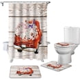 thumbnail image 1 of FMSHPON Valentines TruckHeels Flower 4 Piece Bathroom Set Shower Curtain Bath Rug Contour Mat and Toilet Lid Cover, 1 of 7