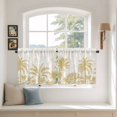 thumbnail image 3 of Palm Trees Tier Curtains, Yellow Tropical Plants Summer Forest Scenery Light Filtering Kitchen Curtains, 2Pcs Rod Pocket Half Window Treatments Panels for Sink Cafe Cabinet Camper 27.5x24 Inches, 3 of 9