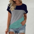 thumbnail image 2 of Pxiakgy Women's Color Block Short Sleeve Tops Casual Summer T-Shirt Loose Tops T Shirts Color Blocked Sleeves Color Blocked T Shirts Summer T Shirts Round Neck Causal Fashion Basic Tee Mint Green 4Xl, 2 of 4