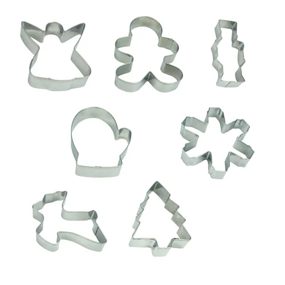 7 Pcs Christmas Cookie Cutters Set-Stainless Steel Gingerbread Biscuit Molds Set