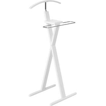 Proman Products Modern Decorative Valet Stand with Bend Wood Hanger - White