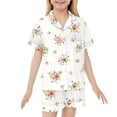 thumbnail image 1 of Pyjama en Soie Filles Imprimé Manches Courtes Chemise Boutonnée Ensemble Pyjama Tenue de Nuit Garçons Pyjama Garçons Filles Mode, 1 of 7