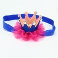 thumbnail image 3 of Lilgiuy Toddler Girls Crown Headband Newborn Princess Hair Band Cute Solid Color Mesh Crown Pearl Wedding Photoshoot Party Headband for 0-3Years, 3 of 3