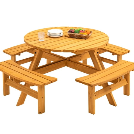 8-Person – Spacious Dining for Large Groups – Outdoor Camping and Garden – Durable Fir Wood with High Weight Capacity
