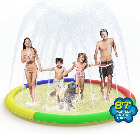 Allaugh Non Slip Splash Pad for Kids and Dogs, 87'' Extra Large Splash Pad Outdoor Sprinkler for Kids, Dog Water Summer Toys Outdoor Toys for Toddlers 3-5 Kids Ages 4-8