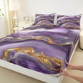 thumbnail image 4 of Feelyou Chic Glitter Marble Teens Twin Sheet Set, Abstract Ombre Plum Marbling Bedding, 4 of 8