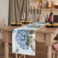 thumbnail image 2 of Blue Hydrangea Retro 36 Inch Table Runner, VintageBotanical Floral Blossom Farmhouse Dresser Scarf Cotton & Linen Tablerunner for Dining/Kitchen Island/Holiday Party Décor Small 13" x 36", 2 of 9