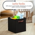 thumbnail image 4 of Ornavo Home Foldable Collapsible Storage Box Bins Linen Fabric Shelf Basket Cube Organizer with Leather Handles - Set of 6 - 13 x 13 x 13 - Black, 4 of 5