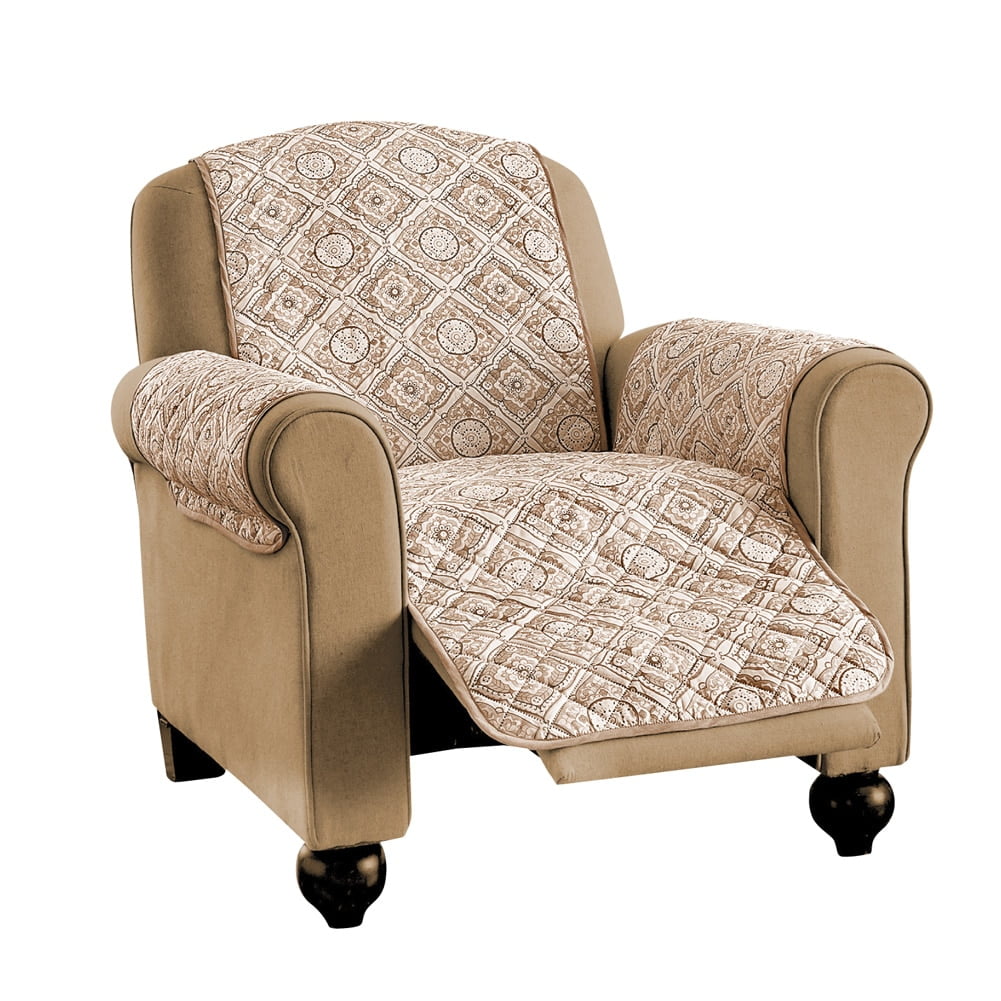 Reversible Adalyn Quilted Furniture Protector Cover, Recliner, Taupe