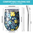 thumbnail image 5 of Floral 12oz Stainless Steel Insulated Wine Tumbler with Lid and Straw – Double Wall Vacuum Mug for Hot & Cold Drinks, 304 Steel Interior, Sweat-Free Design,Thanksgiving,Christmas, Spring,Flower, 5 of 5