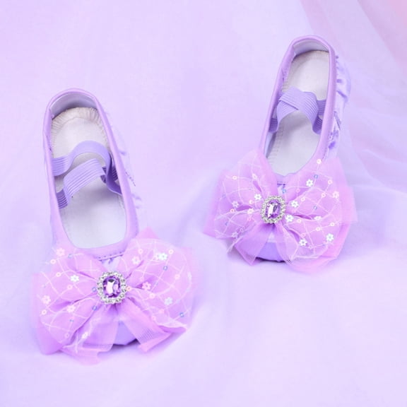 BXJX Girls Ballet Shoes Size 8 T, Soft-sole Dance Comfortable Non-slip Kids Performance Shoes with Strap Purple