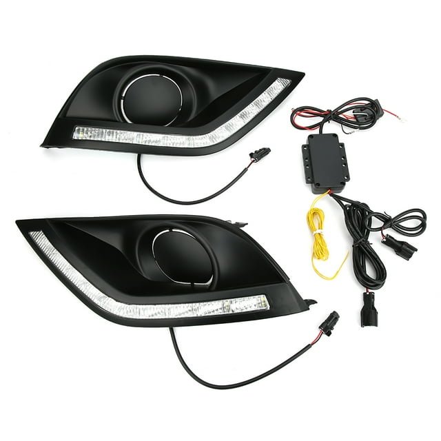 Luces LED de circulación diurna resistentes al agua 2-Lámpara antiniebla de color compatible con Nissan Almera Latio Sunny Versa 14-17
