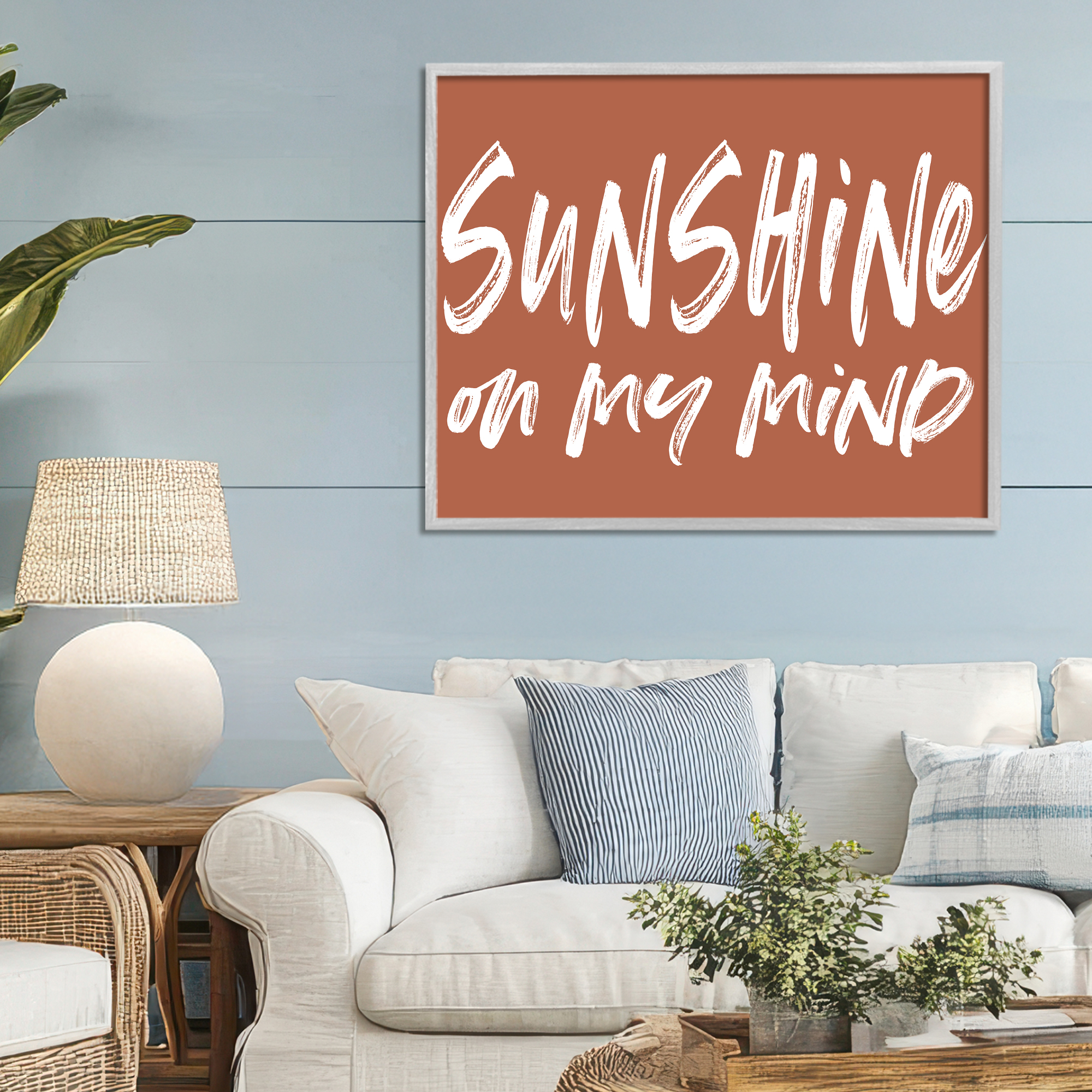 Sunshine State Of Mind Brown Gray Framed Giclee Art, design by Lettered and Lined