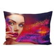 thumbnail image 1 of BOSDECO High Model Girl Portrait Colorful Powder Make Up Beauty Pillowcase Pillow Cover Cushion Case 20x30 inch, 1 of 1