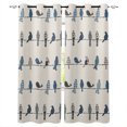 Blackout Room Darkening Curtains, Birds on the Wire Blue Grey Burlap