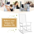 thumbnail image 6 of Giantex Wooden Rocking Chair, Slatted High Back Wood Rocker, White, 6 of 10