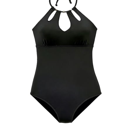 CPNG Kid Girl s One-Piece Halter Swimsuit - Keyhole Front Design with Adjustable Neck Strap Ruched Bust Detail Slim-Fit Silhouette Smooth Stretch Fabric for Beach & Pool Wear