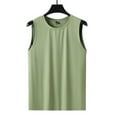 thumbnail image 4 of HOMADLES Tank Tops Men Stripe Print Regular Lightweight Shirt Crewneck Ice Silk Breathable Basice Tank for Men Outdoor Gym Sleeveless Tank Tops Army Green 5XL, 4 of 5