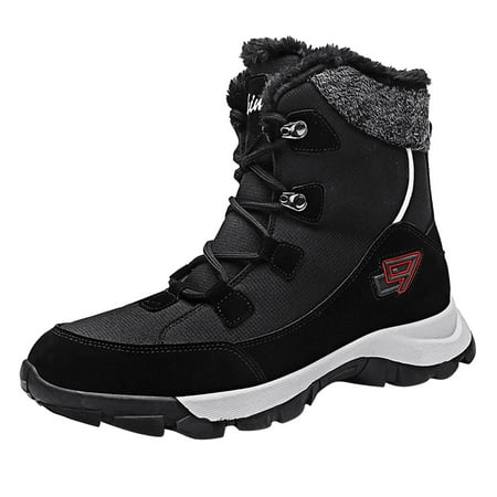 

fvwitlyh Snow Boots for Men Winter Snow Boots for Men Size Mens Casual Solid Color Suede Mesh Splicing Lace Up Cotton Boots Men s Snow Boots Slip on