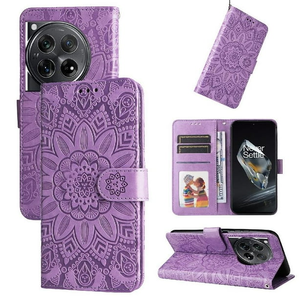 Funda tipo cartera GANGXUN para OnePlus 12 , diseño girasol, cuero PU, soporte, cierre magnético, tarjetero