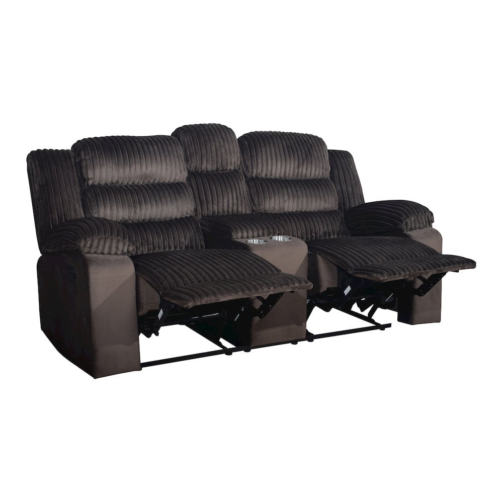 New Classic Furniture Willow Wood & Fabric Loveseat with Dual Recliner in Brown
