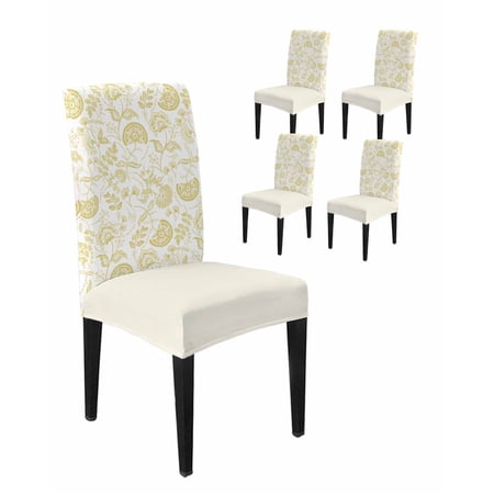 Chair Covers Set of 4 Retro Farm Flowers Pattern Removable Stretchable Parsons Chair Slipcovers Protector for Kitchen Dining Room Garden Floral Art