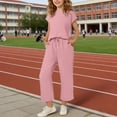thumbnail image 4 of NAISIBABY Girls Outfit Sets, Loose Comfort Short Sleeve T-Shirt and Straight Leg Capris Fashion Clothes 2-Piece Pink Size 12, 4 of 9