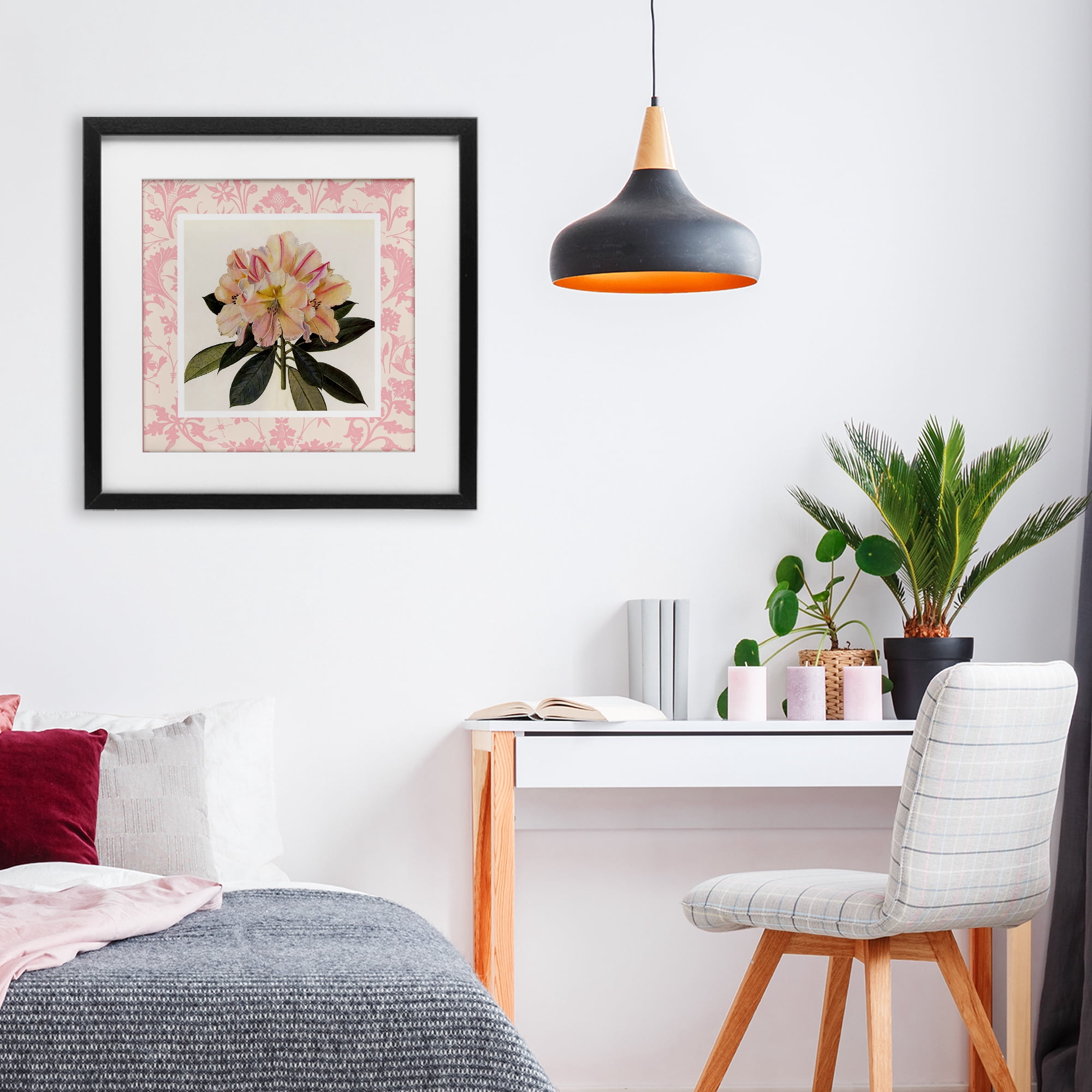 Stupell Industries Pink Vintage Pattern Botanical Black Framed Print Under Glass, design by Livi Finn