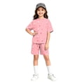 thumbnail image 2 of Girls Summer Outfits Casual Lounge Set Cap Sleeve T Shirt and Elastic Waist Shorts 2 Piece Clothing Sets, 2 of 5